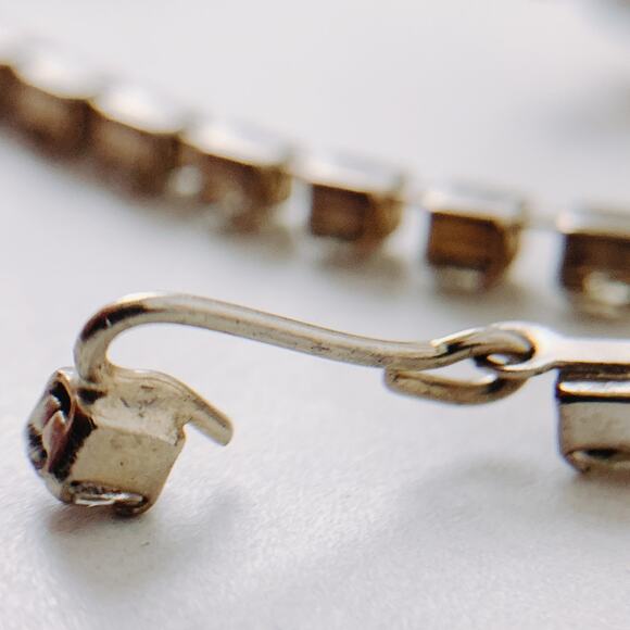 Vintage Mid Century Milk Glass Rhinestone Necklace Earring Set 1950s Jewelry - Picture 10 of 16